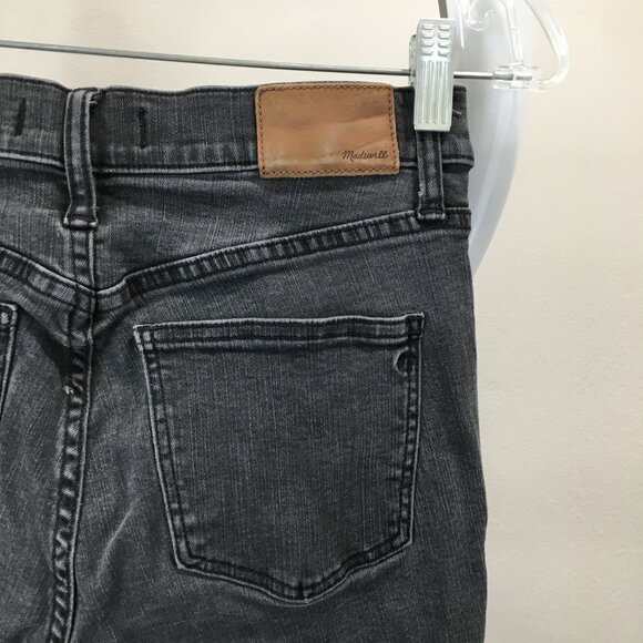 MADEWELL Dark Gray 9" High Rise Skinny Frayed Hem Button Fly 5 Pocket Jeans - Picture 11 of 12